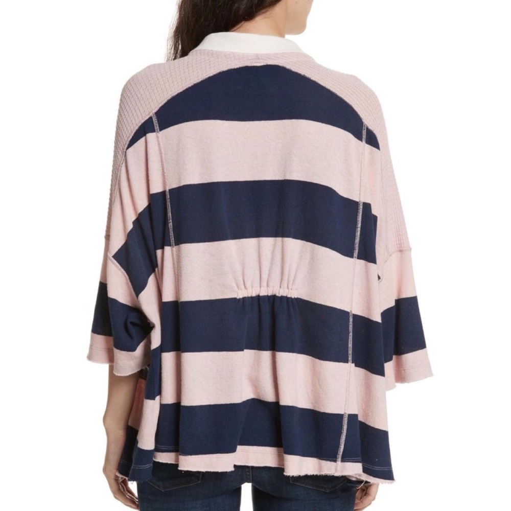 Free People Striped Yuki Oversized Polo Shirt M - Picture 8 of 8